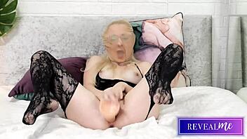 Italian Milf Goes Wild with Dildo in Stockings!