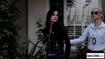 Dominant Lesbian Cop Gets Rimmed by Submissive Brunette Captive.