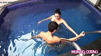 The insatiable brunette fucks the Japanese guy in the motel