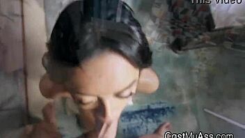 Asian spinner takes a huge cock in her tight pussy and milks it