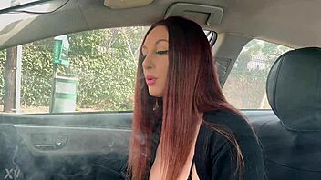 damn, i can’t even describe how hot artemisia love looks smoking in the car, her italian long hair and big boobs just killin’ it!