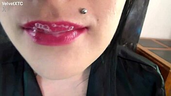 goth babe with big natural tits talks dirty in pov casting