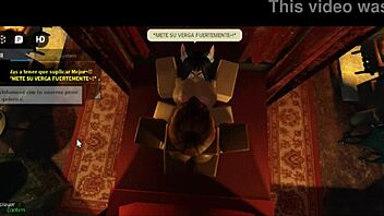 Rough creampie leaves her pregnant by black cock in hotel on Roblox.