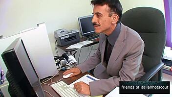 hey, wanna watch sexy brunette bang hard with old man next door?