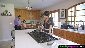 Old man bangs daring step daughter and wife