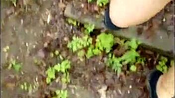 flashing in pantyhose on cable car hill, so risky