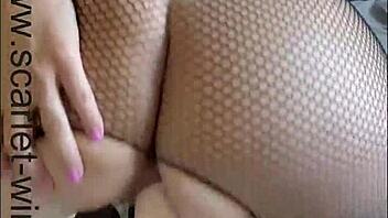Horny fat ass teacher in fishnet wet pussy action