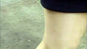 flashing in pantyhose on cable car hill, so risky