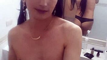 sexy and beautiful trans woman in casual crossdressing attire