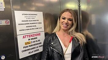 Risky Public Blowjob: Blonde Slut Swallows Every Last Drop