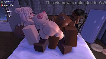Two hot frat girls getting fucked by their friends in Roblox
