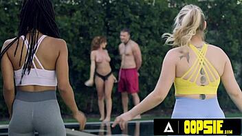 kira noir's bestie gets aroused watching woman leash her husband