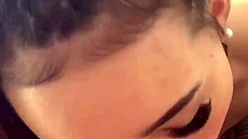 Petite brunette teen 18+ model rims deepthroat for cum on face.