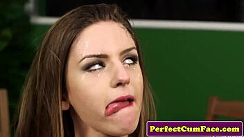 Dialogic cumdrenched british babe fed spunk with spoon