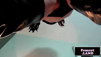 Gothic Femboy Plays with Anal Beads in Lingerie