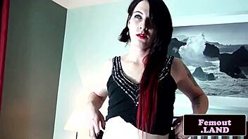 Gothic Femboy Plays with Anal Beads in Lingerie