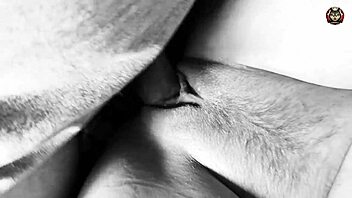 Watch this closeup of monster cock fucking tight shaved pussy and cumming inside MILF