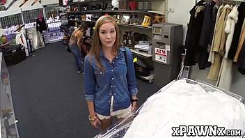 Big Booty Babe Bent Over Sells Her Slit to Deviant Pawnbroker with Monster Cock.