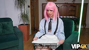 beautiful european cam girl seduces with her pierced pussy to become pornstar and pay debts