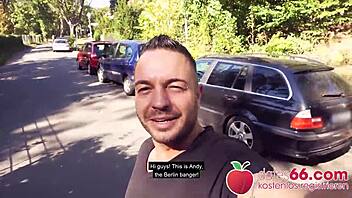 Teenie tourist Lily Ray visits Berlin for her first public fuck.