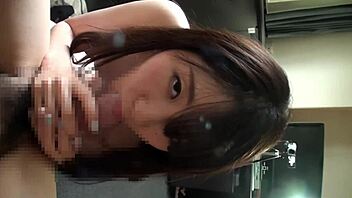 Sexually active office lady blows cute guy