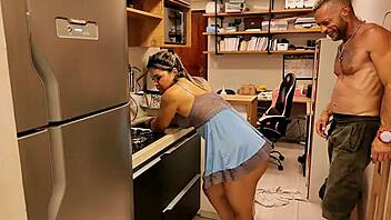 Hand Stuck In Sink? Stepbrother Fucks Ass And Cums Inside Blonde Luna Oliveira In Kitchen