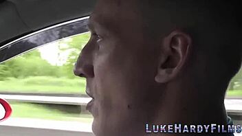 Busty inked brit in glasses sucks and fucks