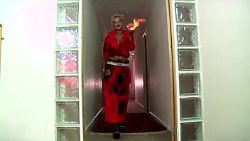 A sexy babe rips clothes and performs fiery striptease