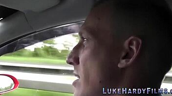 Busty inked brit in glasses sucks and fucks