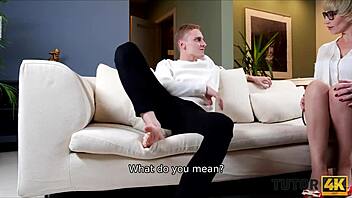 Tutor4k guy moves on blonde tutor with sex toys