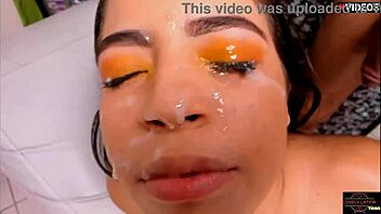 Little 18+ Lolly, Oiled Up, Fucked Hard, and Face Covered in Thick Sticky Cum