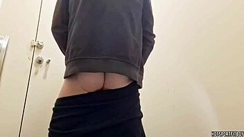 hunky stud solo getting naughty in public bathroom