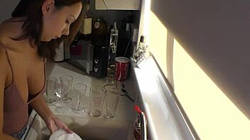 Gorgeous Blonde Babe Oils Up Her Natural Tits