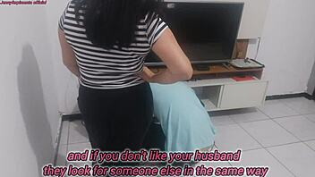 Housewife complains to technician husband ignored new lingerie so she wears it for his opinion