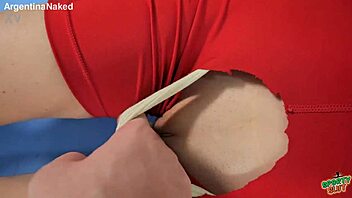 Skinny babe's amazing hooters, puffy pussy, and huge ass