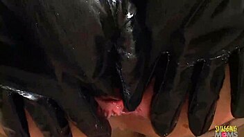 blonde milf in latex: 'rough sex with two guys, riding tight pussy, doggystyle, cum in mouth'