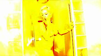 A sexy babe rips clothes and performs fiery striptease