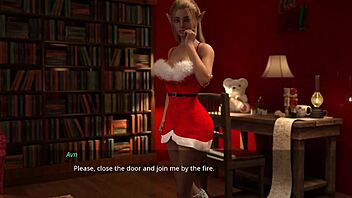 Busty Elf Shows Body To Santa