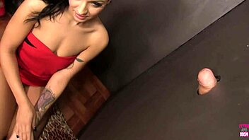 hot aimee black sucks monster cock in heels, but swallows cum eagerly.