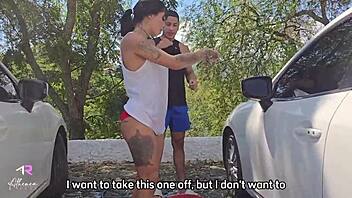 Athenea Rose And Max Betancur In Public Car Wash Sex