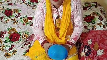 Desi Indian maid wife teases with dirty talk blowjob