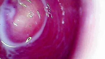 Camera deep inside wet pussy captures intense female orgasm!