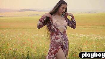 joy draiki strips out of lingerie while posing seductively