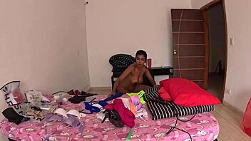 behind the cameras, iara alves spreads her wet pussy in lingerie