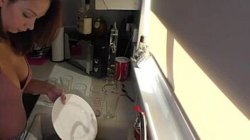 Gorgeous Blonde Babe Oils Up Her Natural Tits