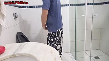 Corno Sends Me to Bathroom for Quick Gagging Blowjob on Friend