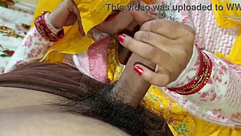 Desi Indian maid wife teases with dirty talk blowjob