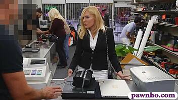 Hot blonde MILF sucks and gets nailed at pawnshop! 😍