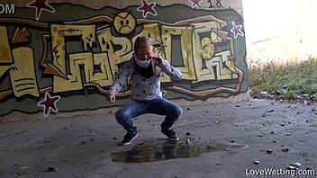 violeta shows off puddle in public solo