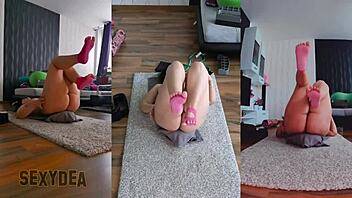 Goddess rips clothes during naked workout